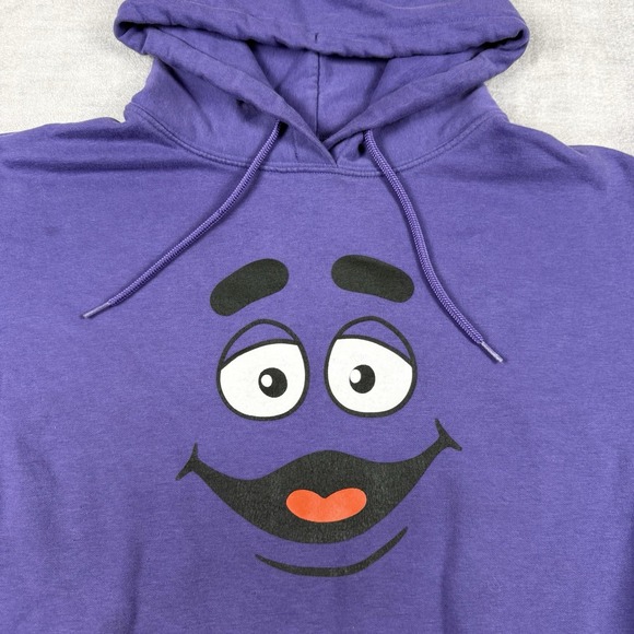 McDonalds Employee Sweatshirt Mens Medium Purple Grimace Hoodie Face Graphic - Picture 2 of 3